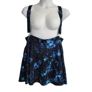 Hot Topic Galaxy Mini Skirt with Suspenders